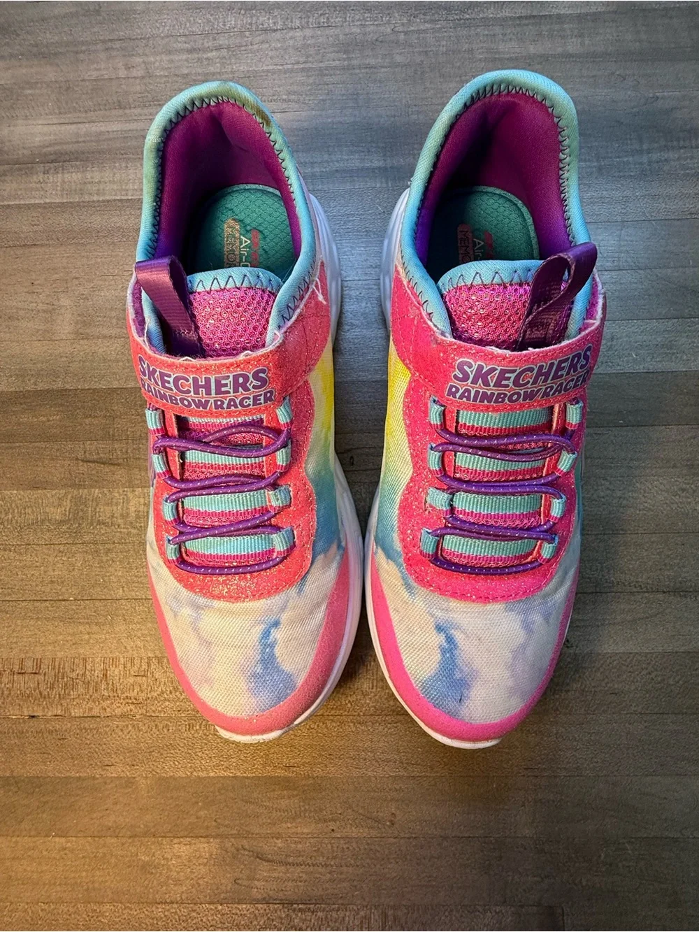 Skechers Rainbow Racer Girls Sneakers Size 2 Air-Cooled Memory Foam (Sh2/cp)